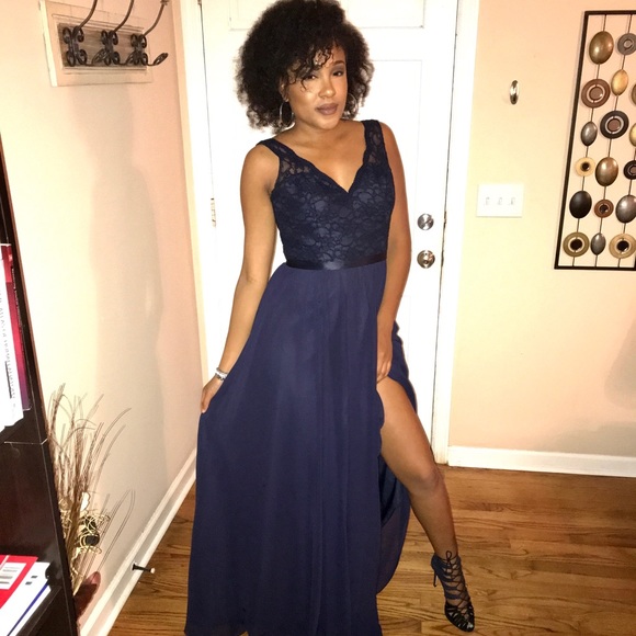 Navy black tie/bridesmaid dress - Picture 2 of 3